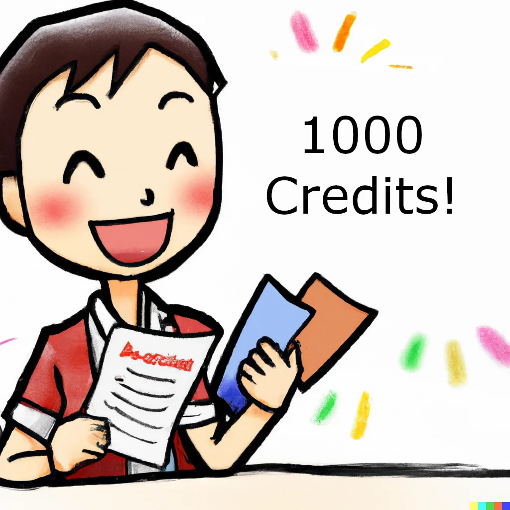A teacher looking pleased having just bought 1000 credits